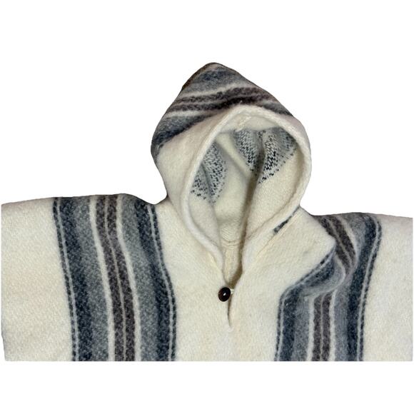 Genuine Alpaca Wool Poncho Warm Coat Sweater Jacket Peru Blanket Hooded One Size - Picture 5 of 6